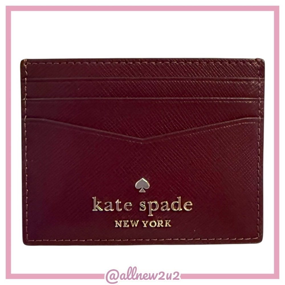 Kate Spade Small Slim Cardholder Deep Berry Saffiano Leather